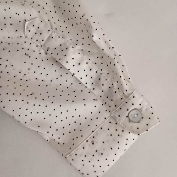 Rag and Bone Silk White with Black Gray Dots Off-Shoulder Shirt Woman’s Size XS - Picture 7 of 15